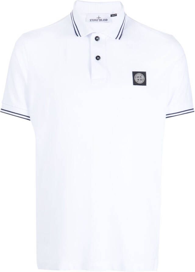 Stone Island Poloshirt met gestreepte afwerking Wit