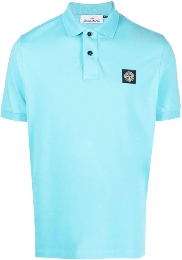 Stone Island Poloshirt met logopatch Blauw