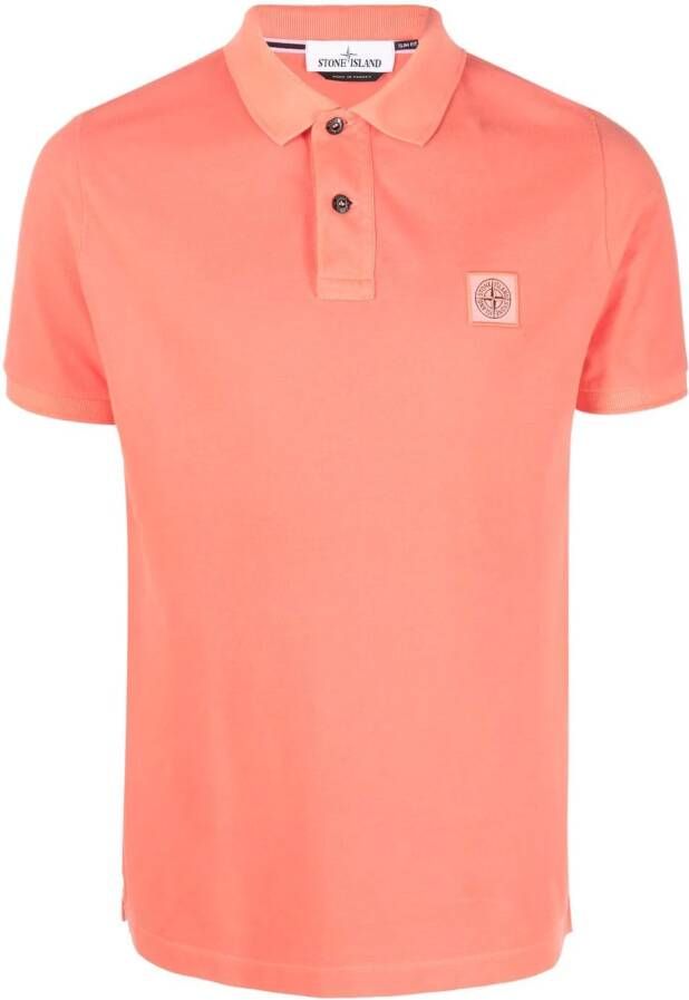 Stone Island Poloshirt met logopatch Oranje