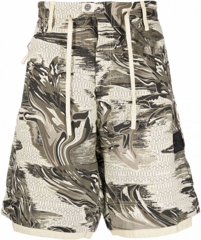 Stone Island Shadow Project Bermuda shorts met print Beige