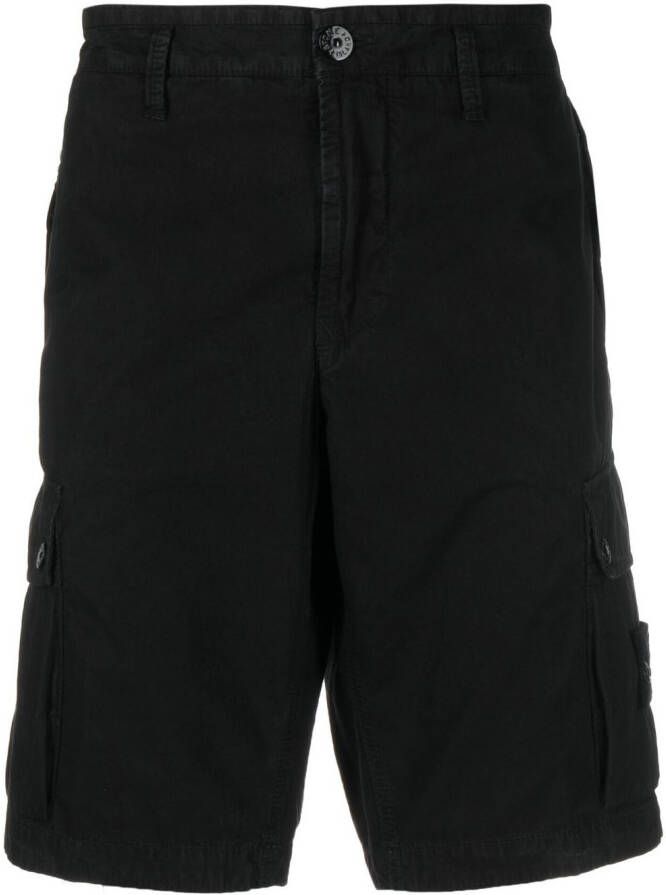 Stone Island Shorts met Compass-patch Zwart