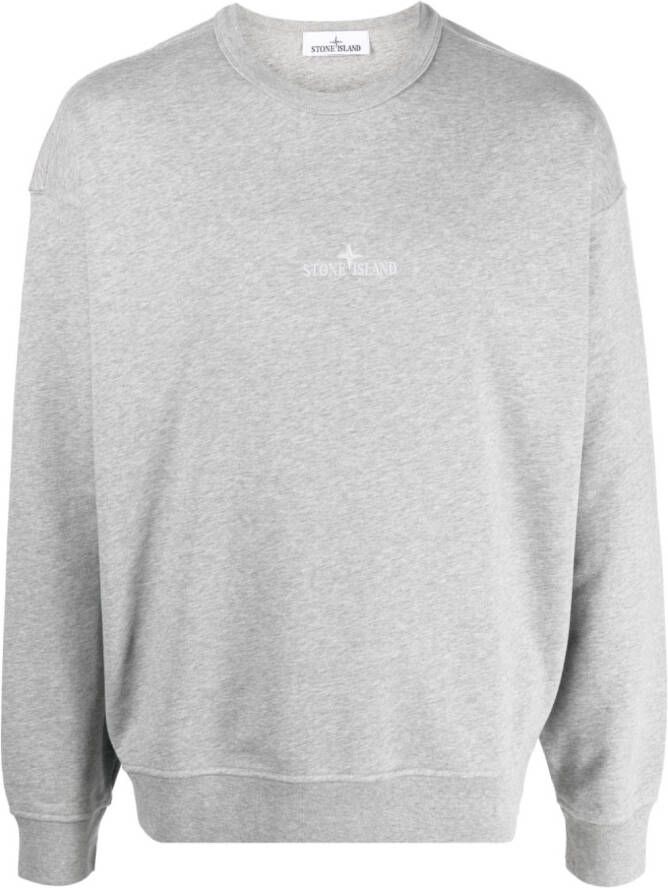 Stone Island Sweater met geborduurd logo Grijs