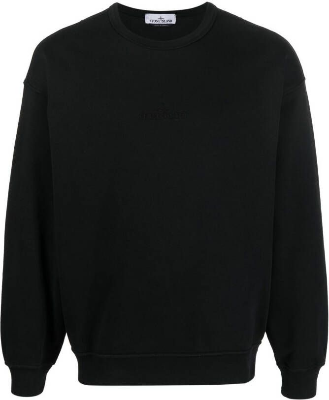 Stone Island Sweater met geborduurd logo Zwart