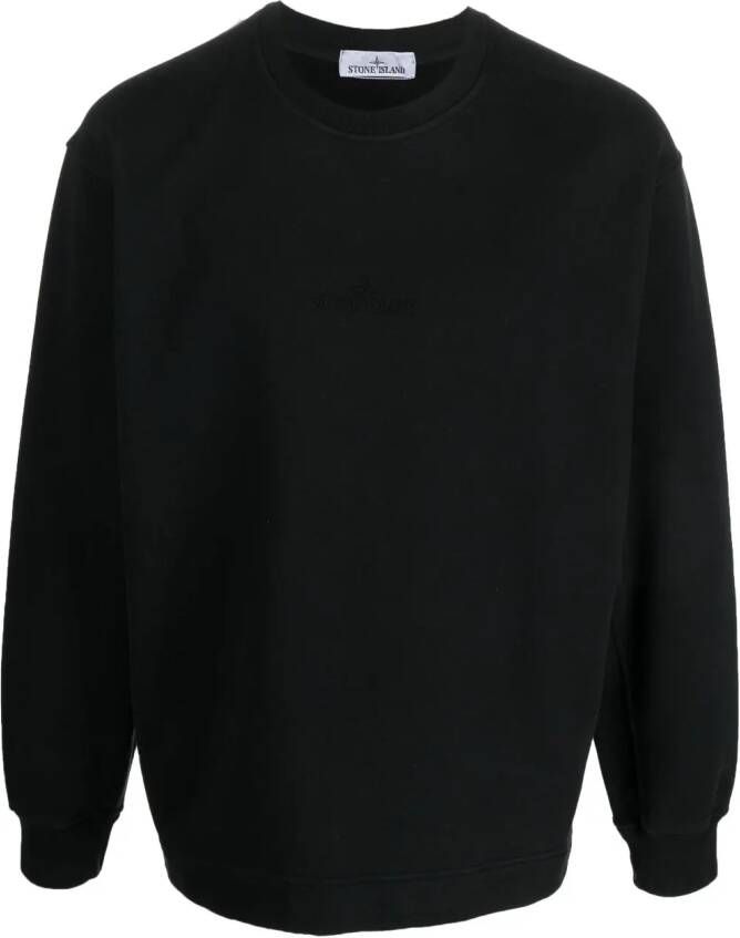 Stone Island Sweater met geborduurd logo Zwart