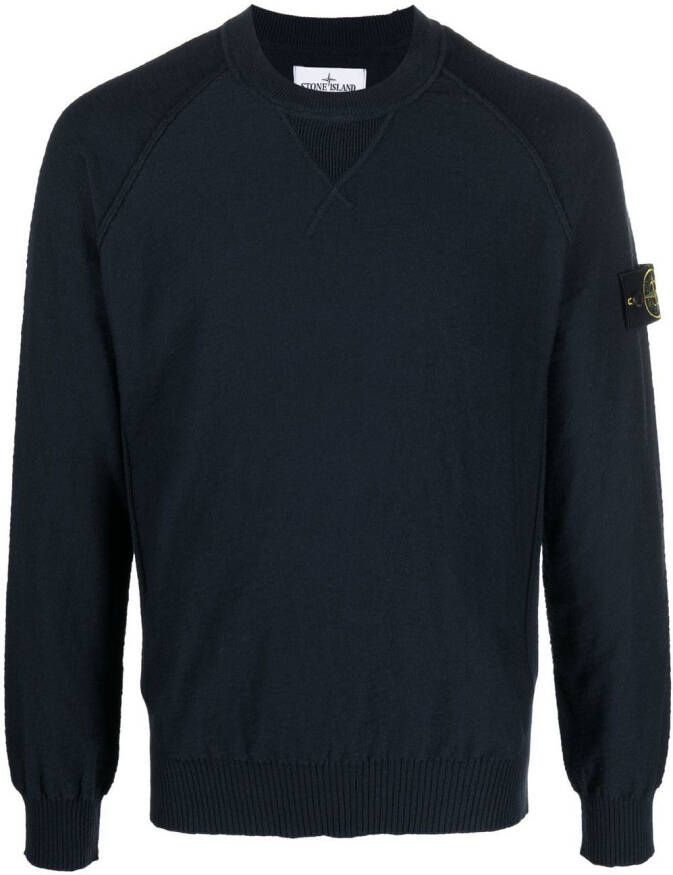 Stone Island Sweater met logopatch Blauw
