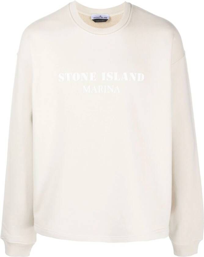 Stone Island Sweater met logoprint Beige
