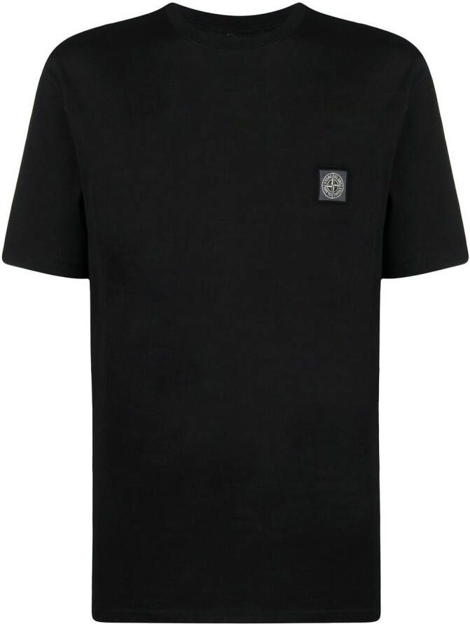Stone Island T-shirt met Compass-logopatch Zwart