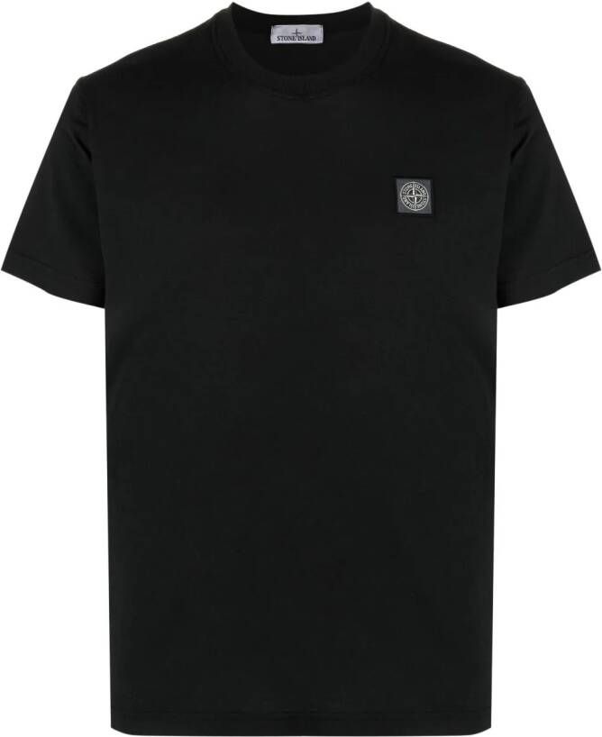 Stone Island T-shirt met Compass-logopatch Zwart