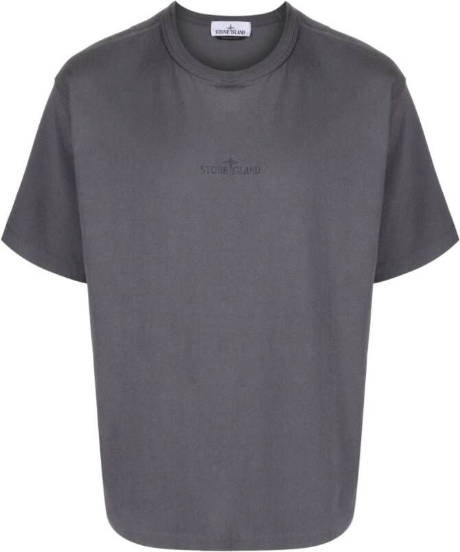 Stone Island T-shirt met geborduurd logo Grijs
