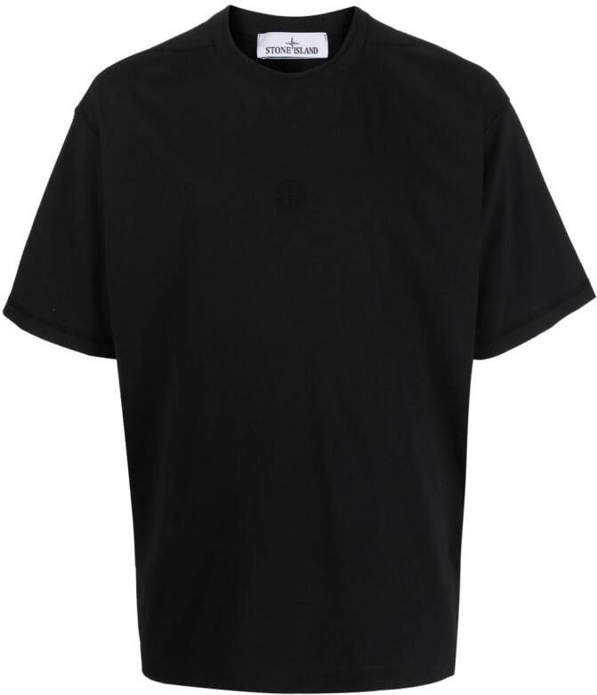 Stone Island T-shirt met geborduurd logo Zwart