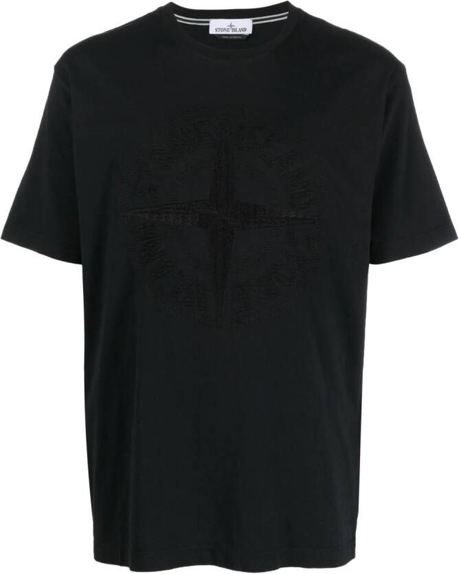 Stone Island T-shirt met geborduurd logo Zwart