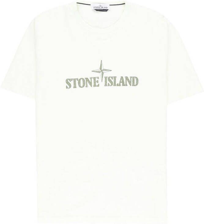 Stone Island T-shirt met logoprint Beige