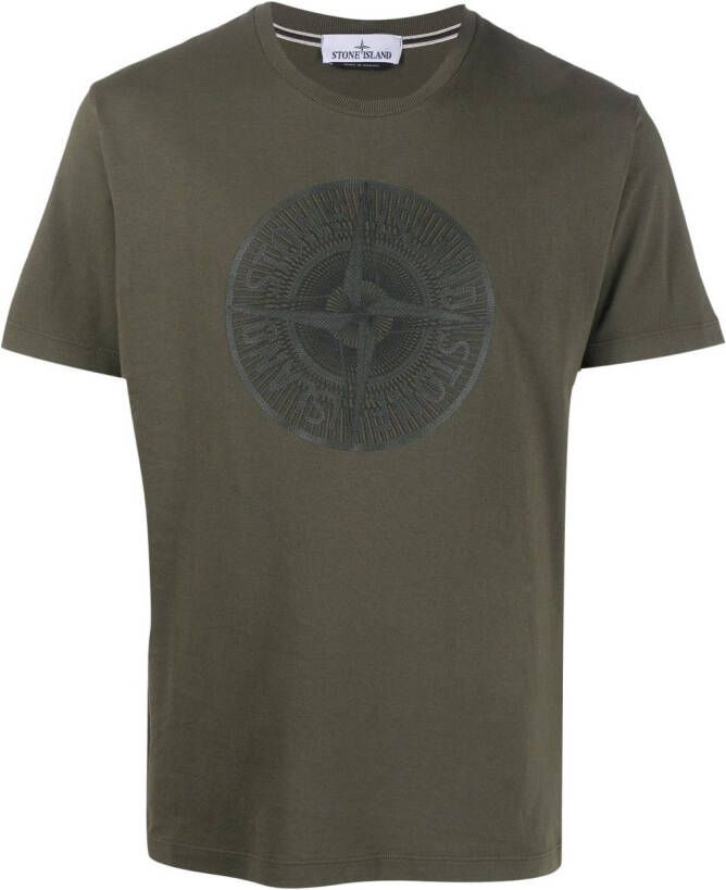 Stone Island T-shirt met logoprint Groen
