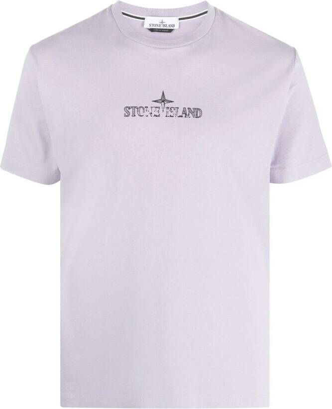 Stone Island T-shirt met logoprint Paars