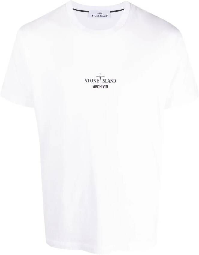 Stone Island T-shirt met logoprint Wit