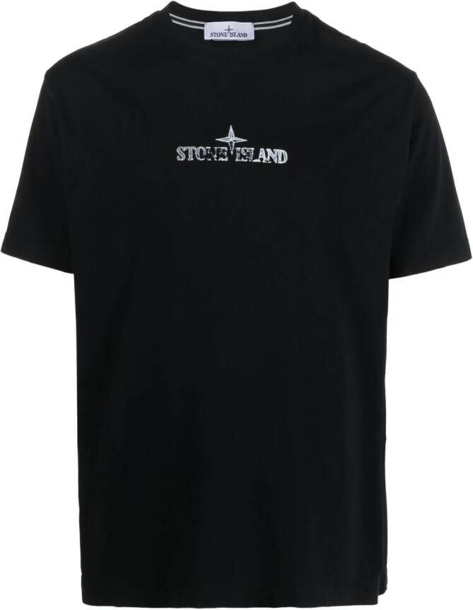 Stone Island T-shirt met logoprint Zwart