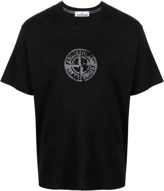 Stone Island T-shirt met logoprint Zwart