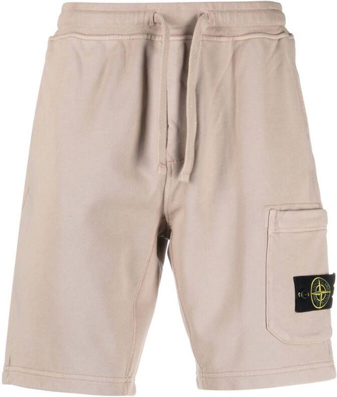 Stone Island Trainingsshorts met logopatch Beige