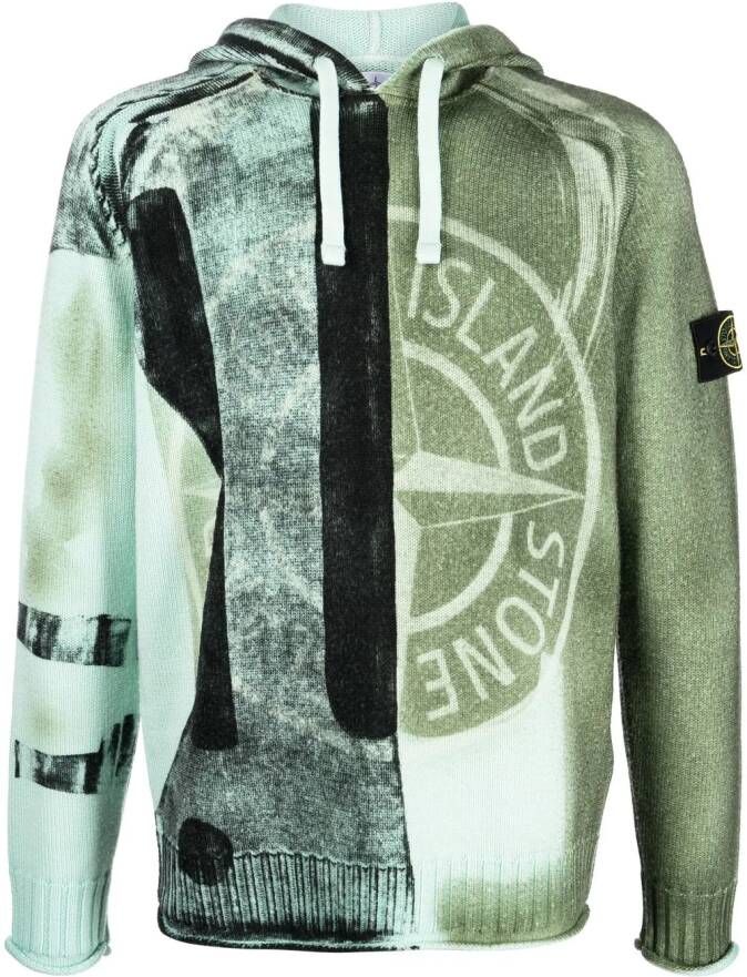 Stone Island Tweekleurige hoodie Groen