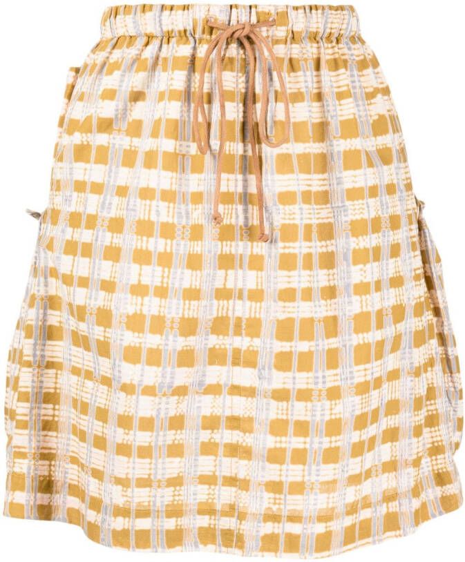 STORY mfg. Geruite rok Bruin