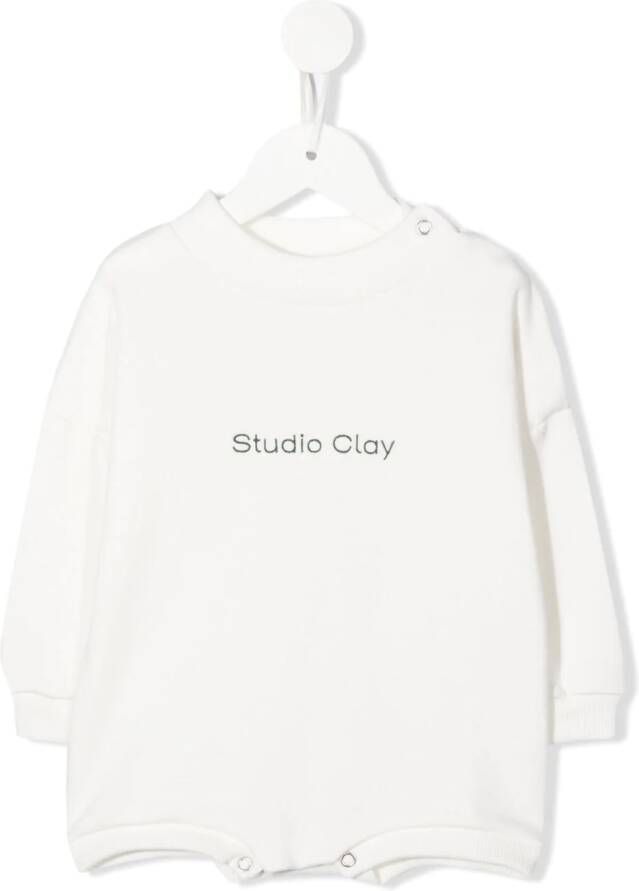 Studio Clay Romper met logoprint Wit