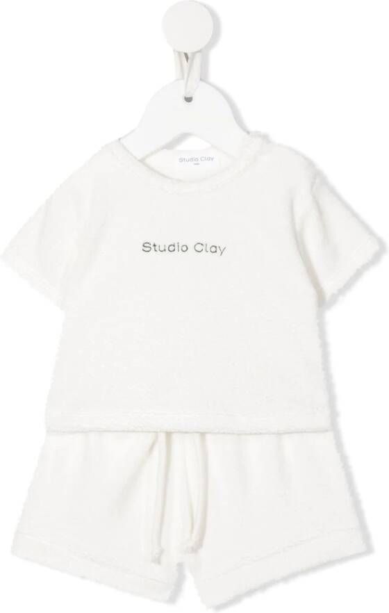 Studio Clay Shorts met logoprint Wit