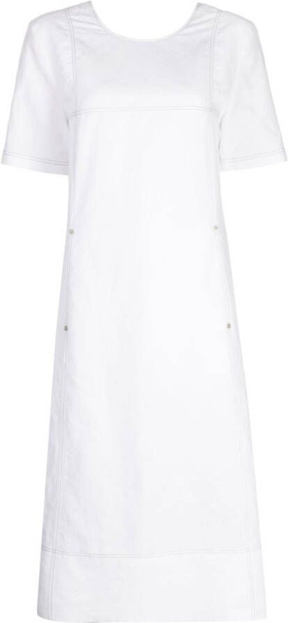 STUDIO TOMBOY Midi-jurk met contrasterende stiksels Wit