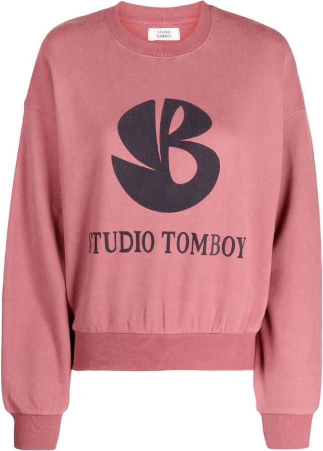 STUDIO TOMBOY Sweater met logoprint Roze