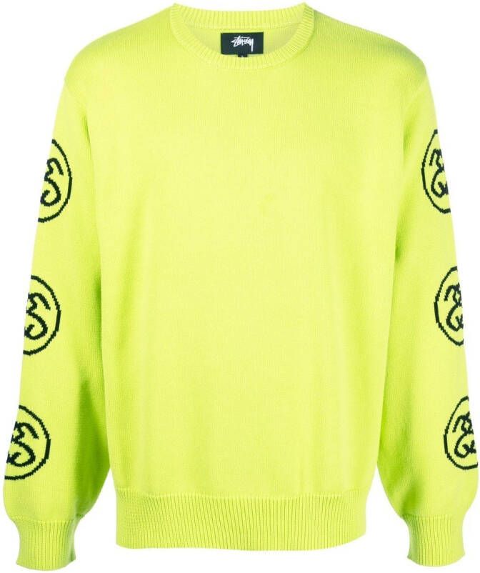 Stüssy Sweater met logo Groen