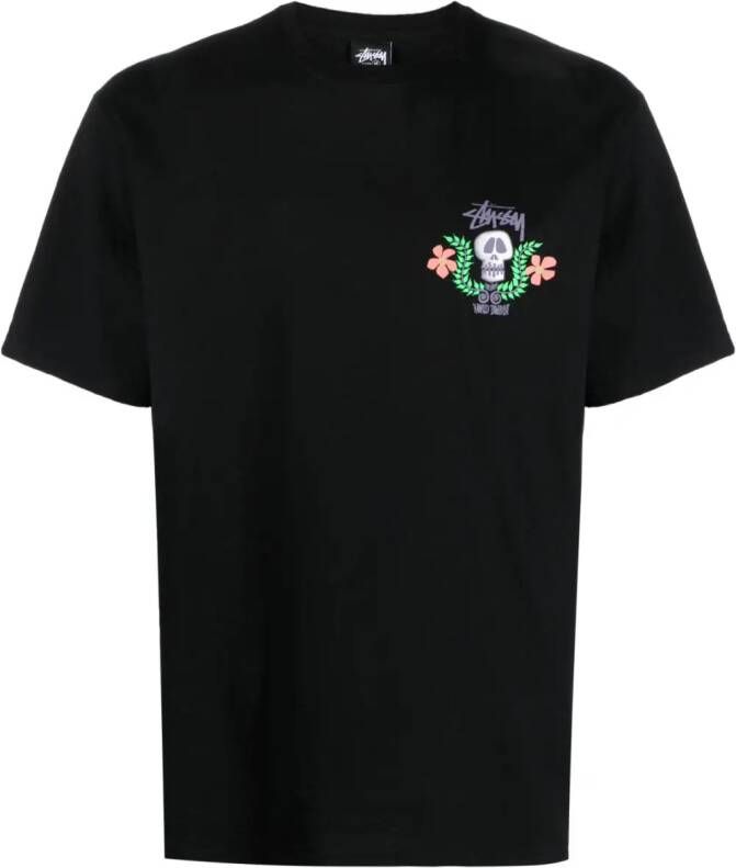 Stüssy T-shirt met doodskopprint Zwart