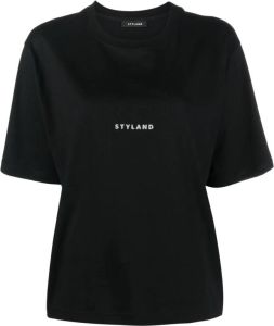 STYLAND T-shirt met logoprint Zwart
