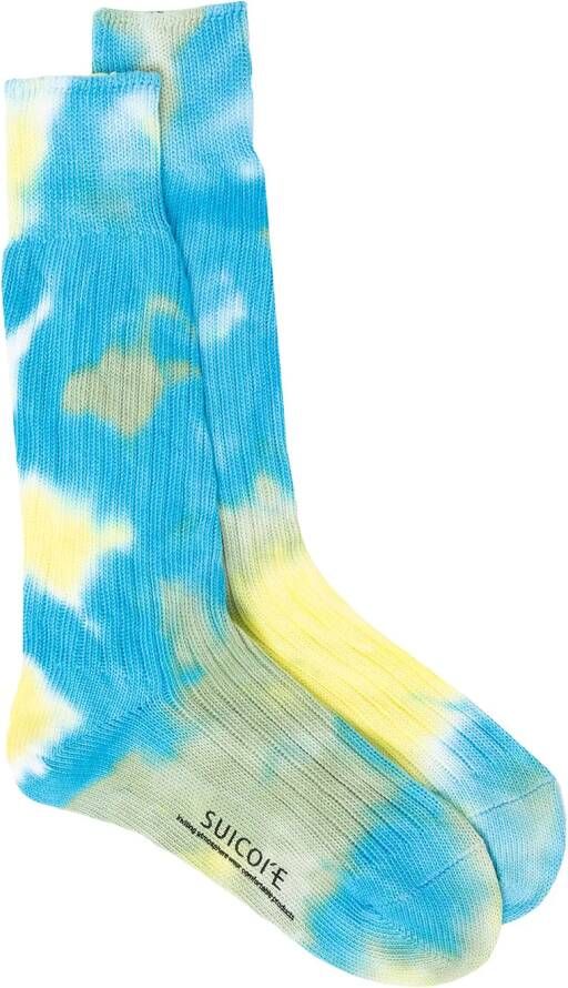 Suicoke Enkelsokken met tie-dye print Blauw