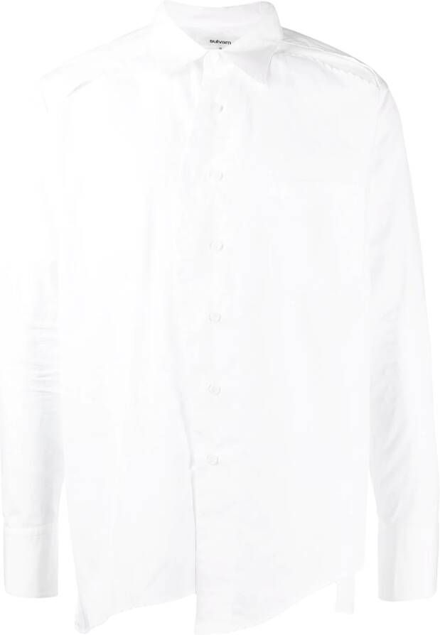 Sulvam Overhemd met uitgesneden detail Wit