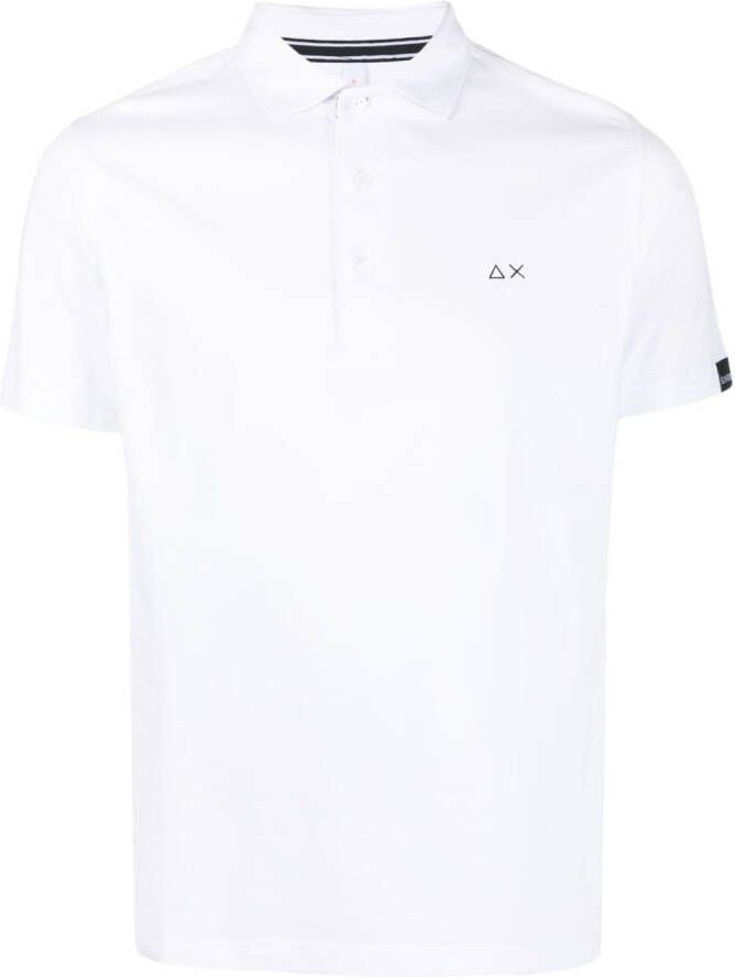 Sun 68 Poloshirt met geborduurd logo Wit