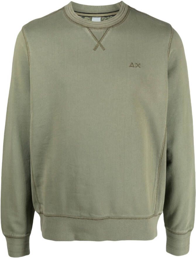 Sun 68 Sweater met geborduurd logo Groen