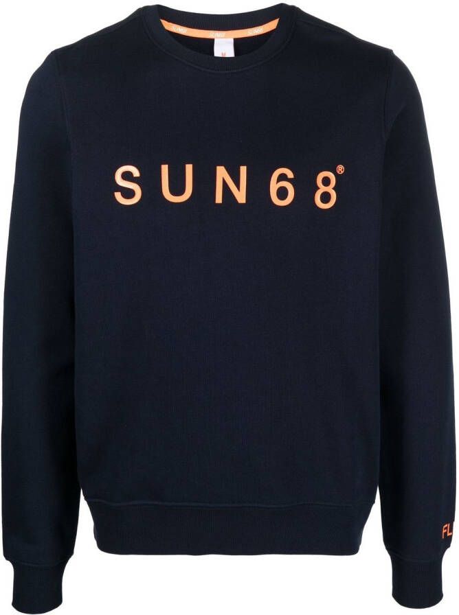 Sun 68 Sweater met logoprint Blauw