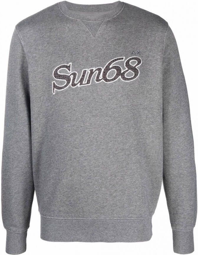 Sun 68 Sweater met logoprint Grijs