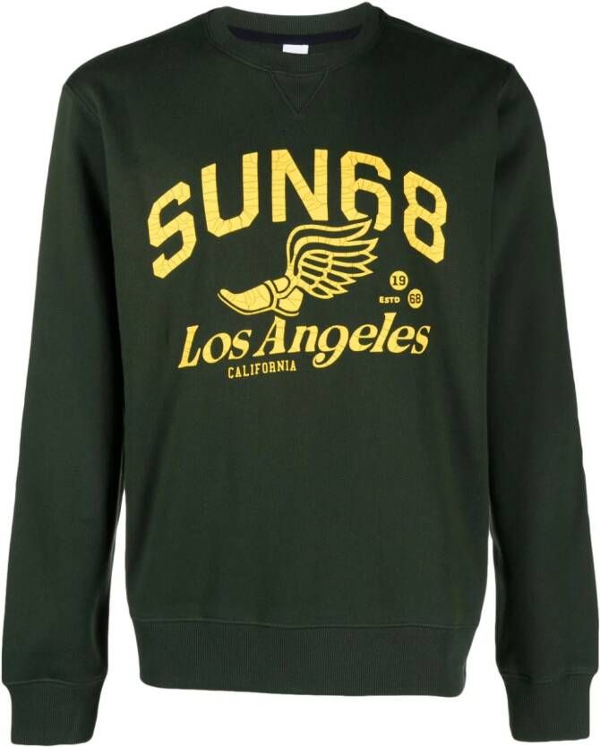 Sun 68 Sweater met logoprint Groen