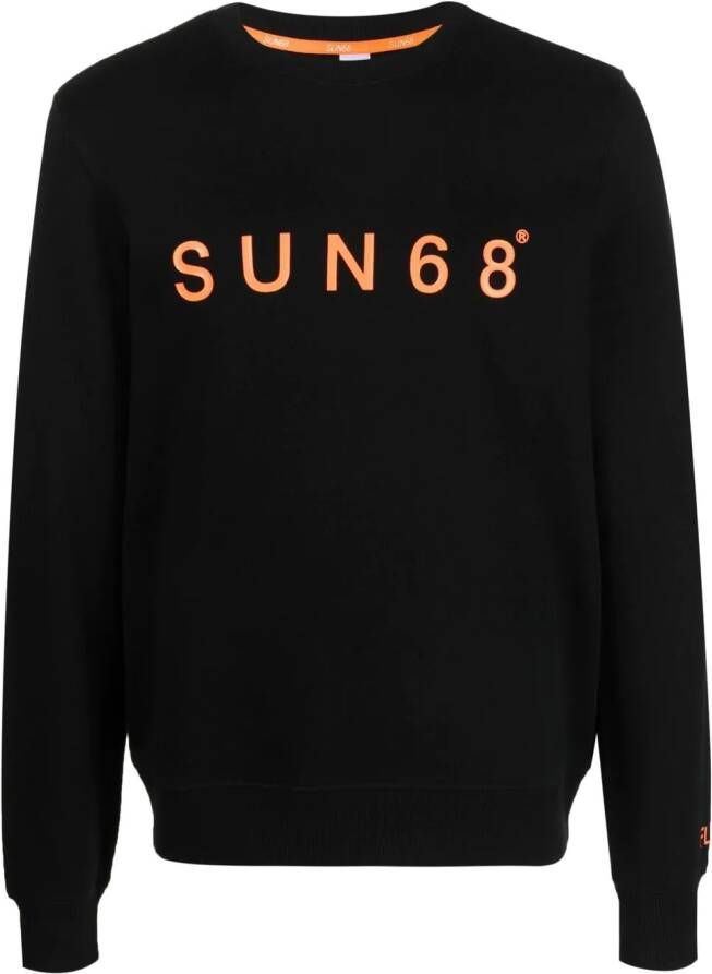 Sun 68 Sweater met logoprint Zwart