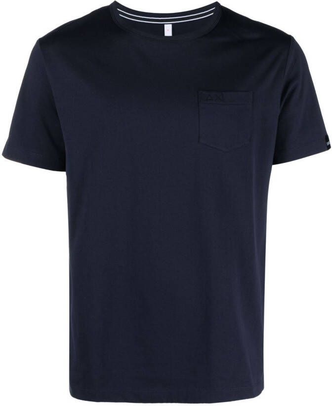 Sun 68 T-shirt met geborduurd logo Blauw