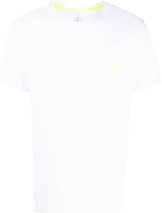 Sun 68 T-shirt met logopatch Wit