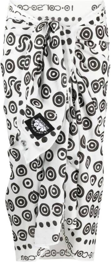Sundek Wikkelrok met print Wit