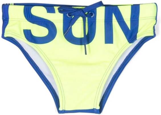 Sundek Zwembroek met logoprint Geel