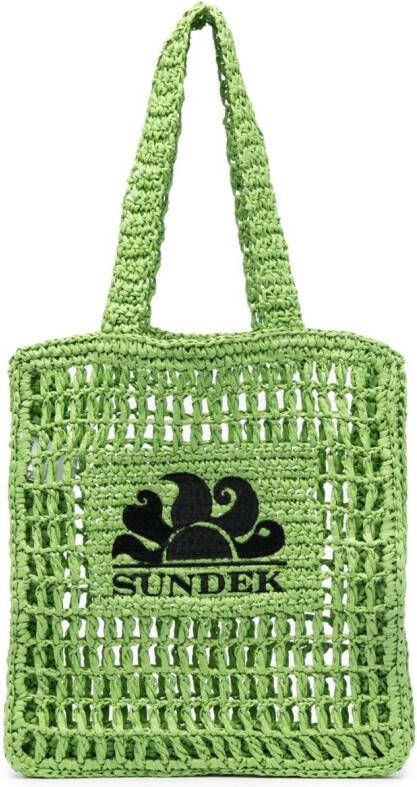 Sundek Schoudertas met geborduurd logo Groen