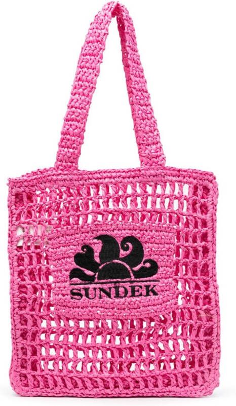 Sundek Schoudertas met geborduurd logo Roze