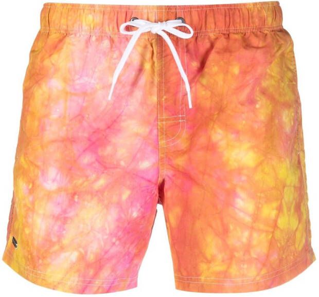 Sundek Zwembroek met tie-dye print Oranje