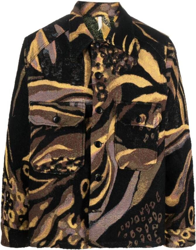 Sunflower Shirtjack met dierenprint Zwart