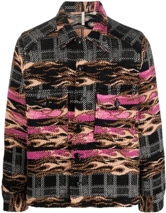 Sunflower Shirtjack met print Zwart