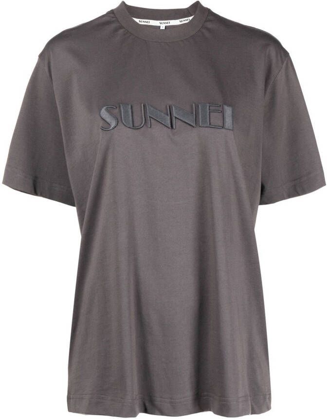 Sunnei T-shirt met geborduurd logo Grijs