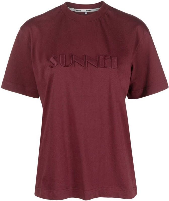 Sunnei T-shirt met geborduurd logo Rood